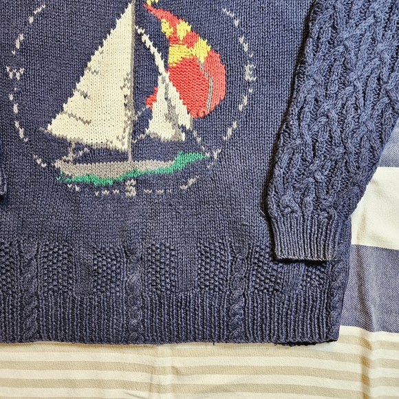 Vintage Woolrich Cotton/Ramie Nautical Sweater L - Picture 3 of 12